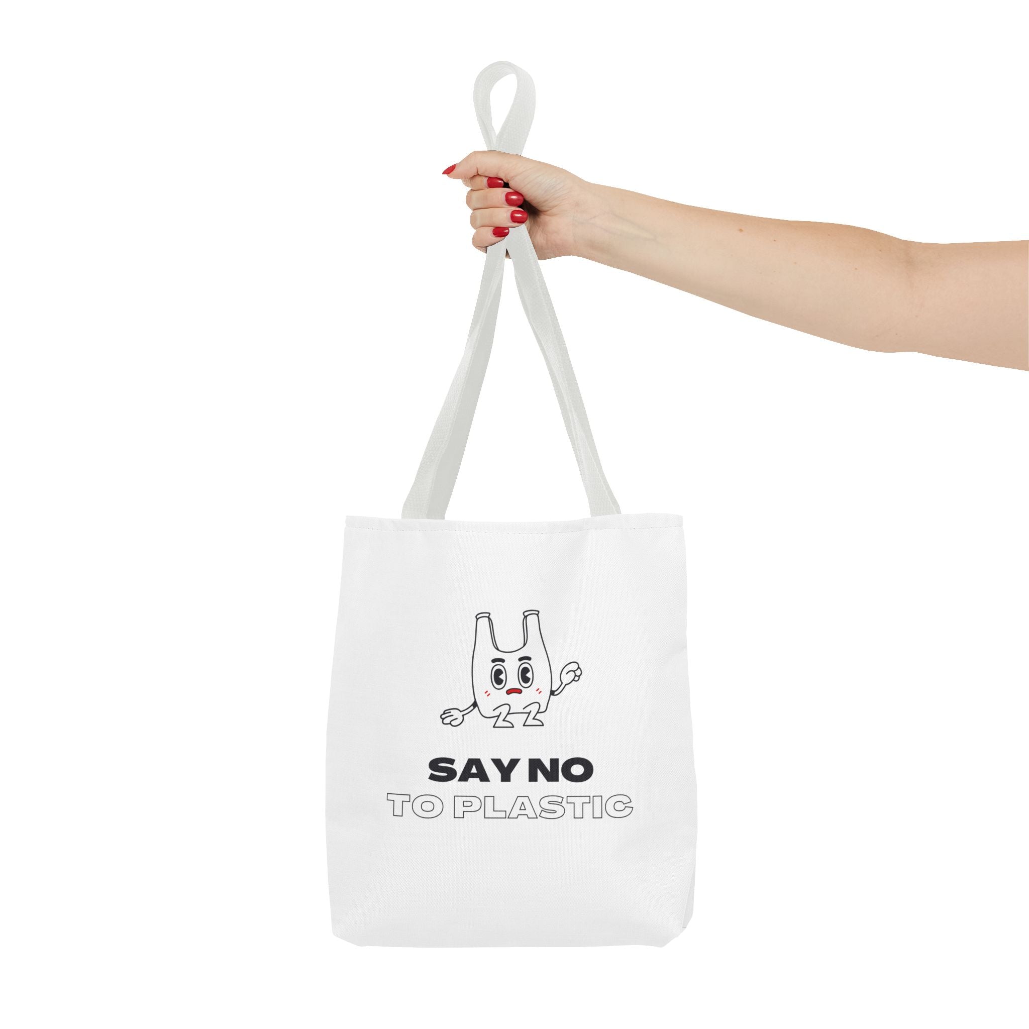 Eco-Friendly Tote Bag - Say No to Plastic, Reusable Shopping Bag, Soft White Bag, Black, White