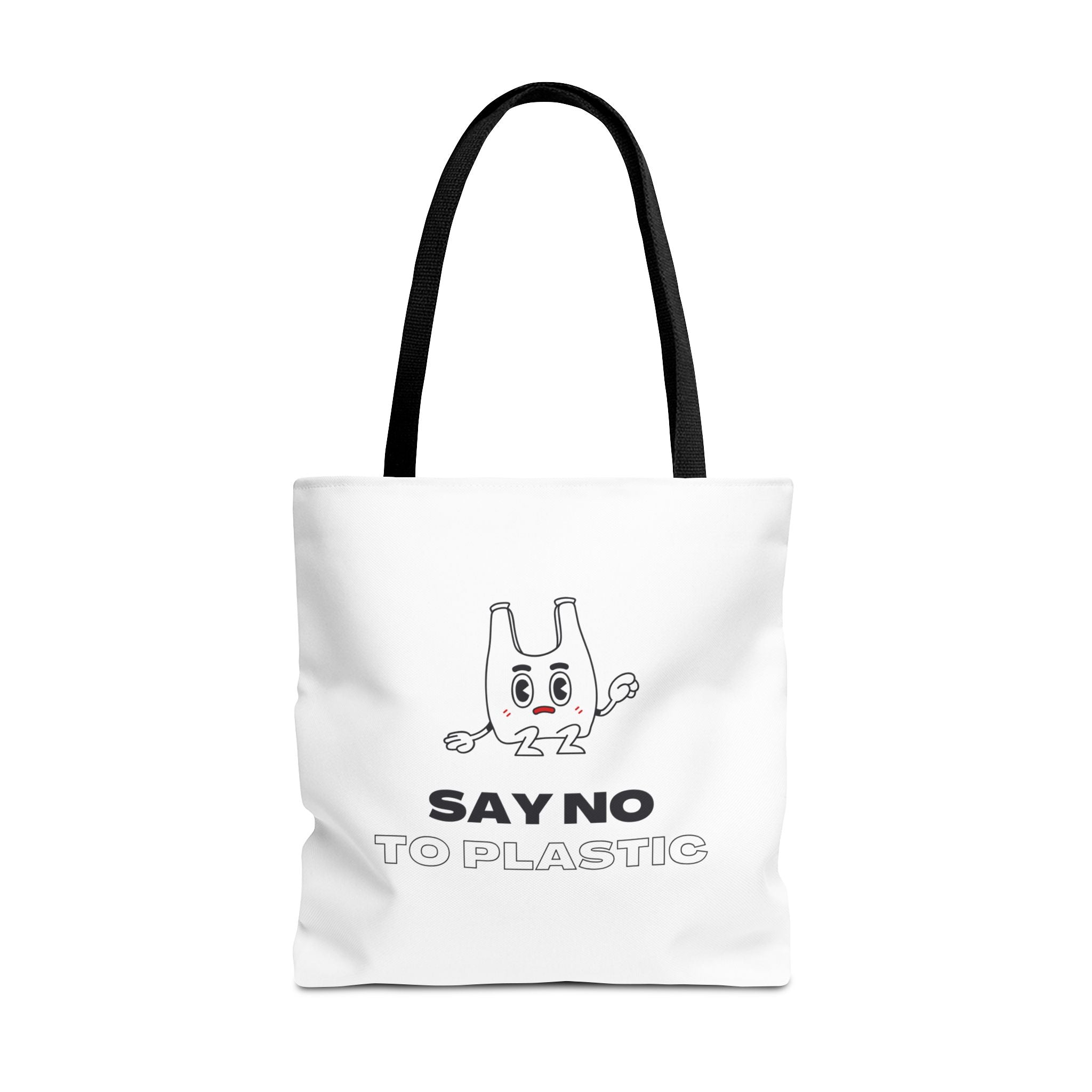 Eco-Friendly Tote Bag - Say No to Plastic, Reusable Shopping Bag, Soft White Bag, Black, White