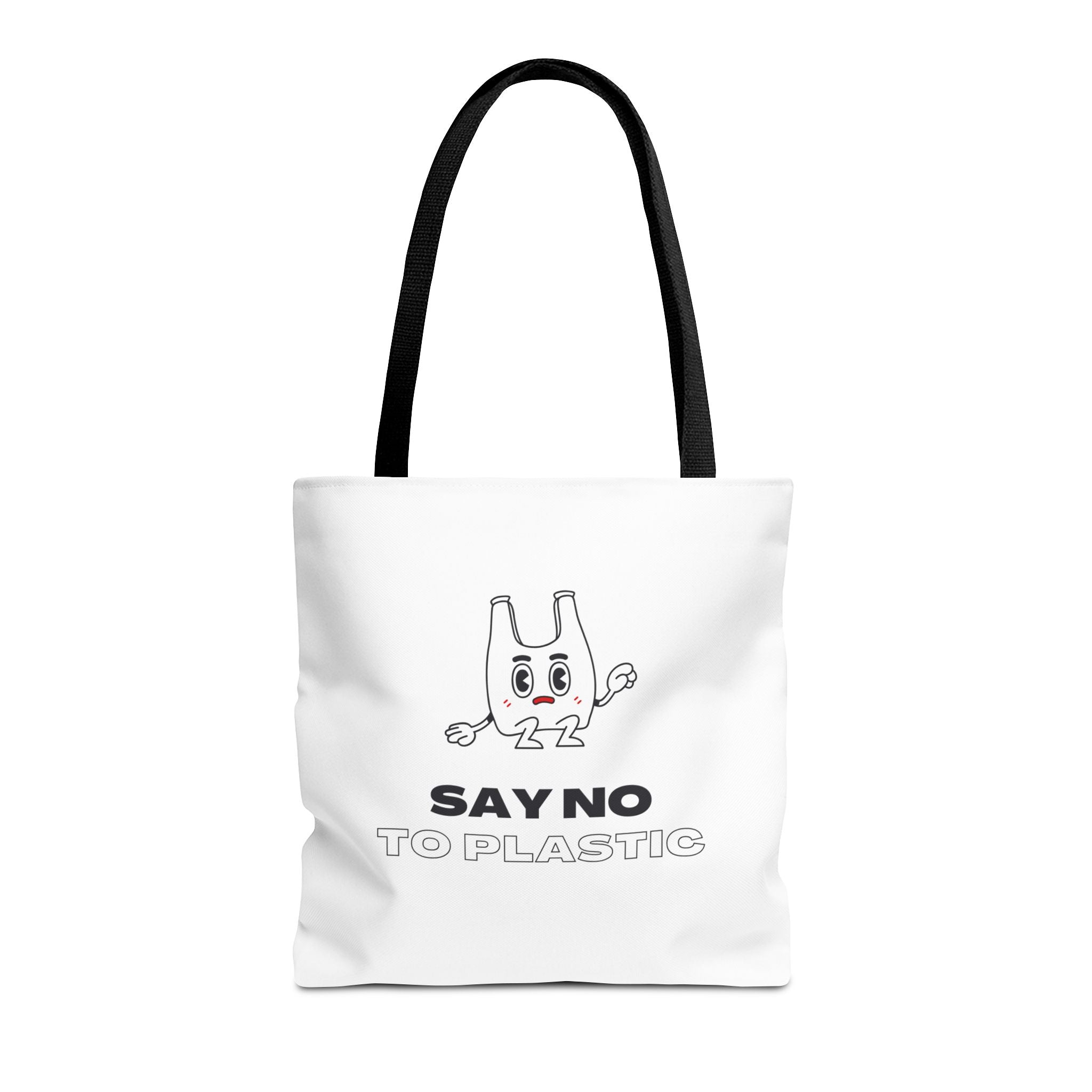 Eco-Friendly Tote Bag - Say No to Plastic, Reusable Shopping Bag, Soft White Bag, Black, White