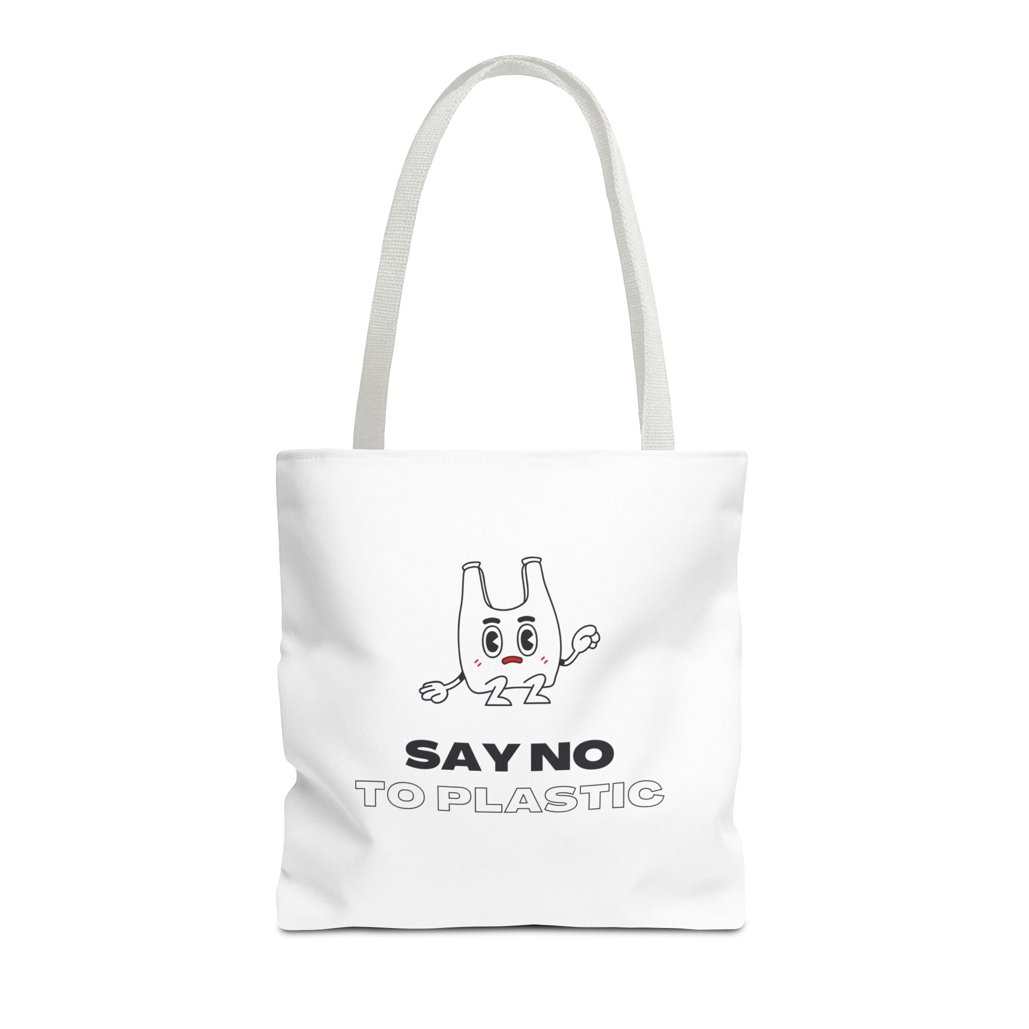 Eco-Friendly Tote Bag - Say No to Plastic, Reusable Shopping Bag, Soft White Bag, Black, White