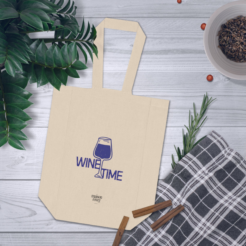 Eco-Friendly Tote Bag, Wine Tote Bag, Wine Time