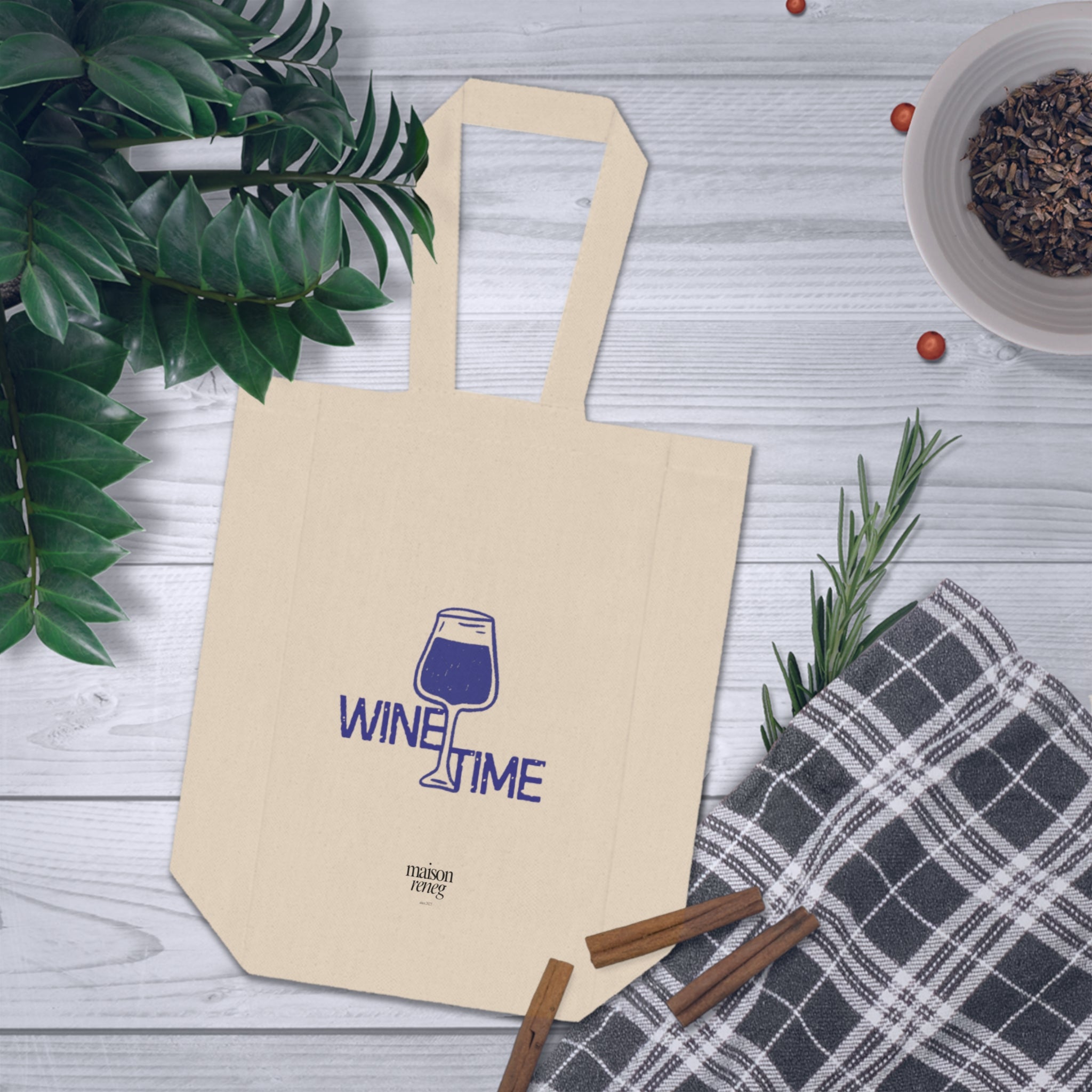Eco-Friendly Tote Bag, Wine Tote Bag, Wine Time