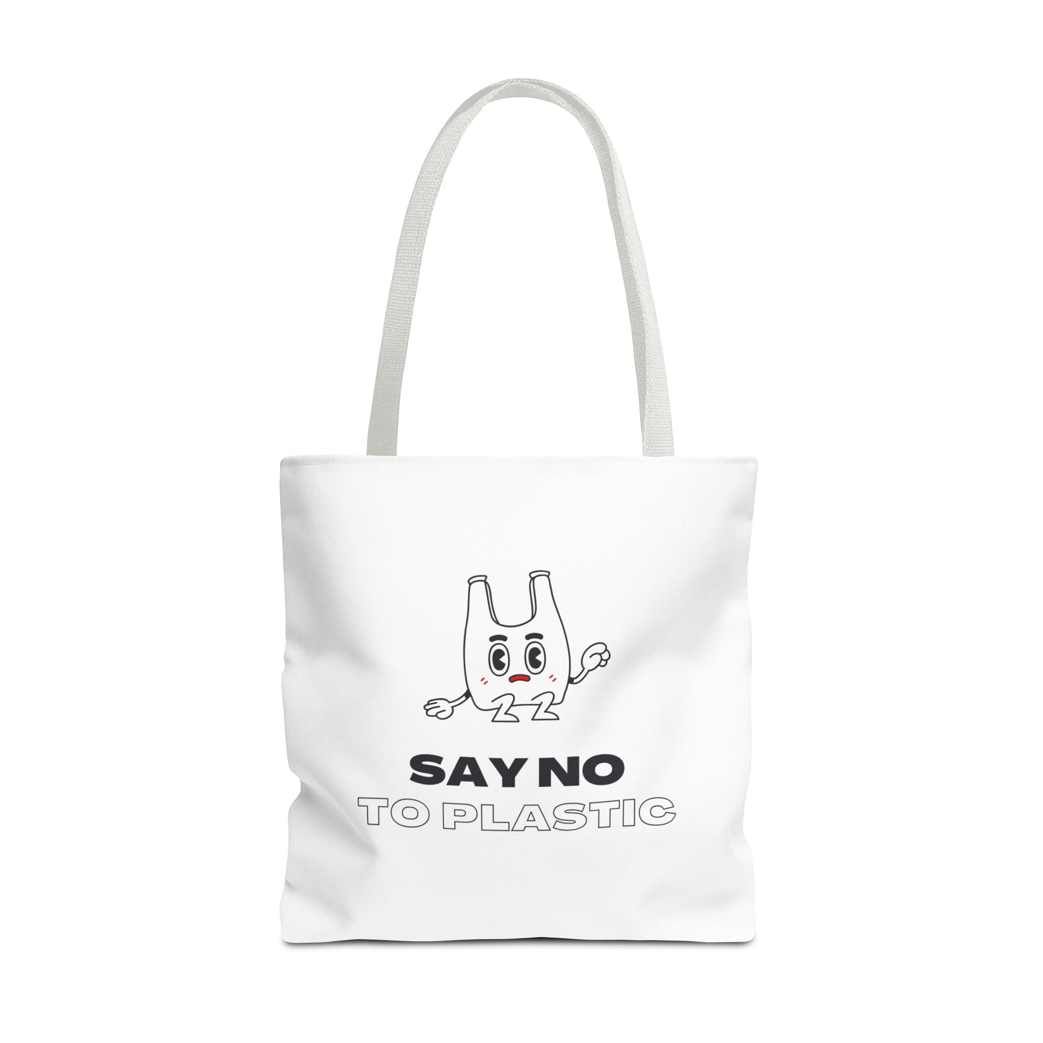 Eco-Friendly Tote Bag - Say No to Plastic, Reusable Shopping Bag, Soft White Bag, Black, White