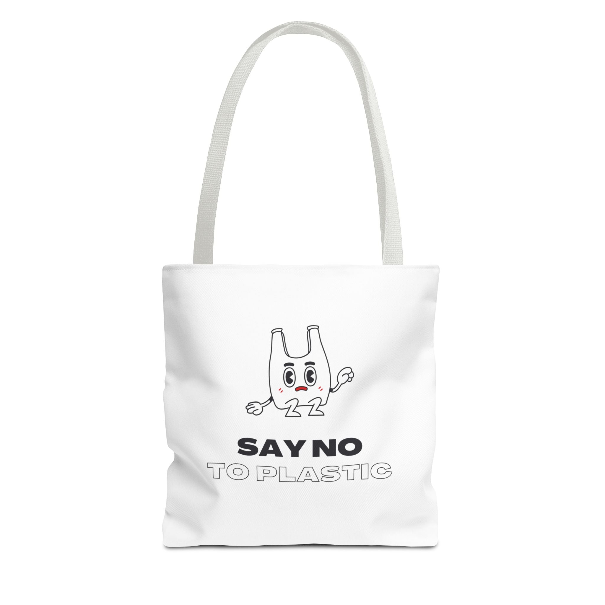Eco-Friendly Tote Bag - Say No to Plastic, Reusable Shopping Bag, Soft White Bag, Black, White