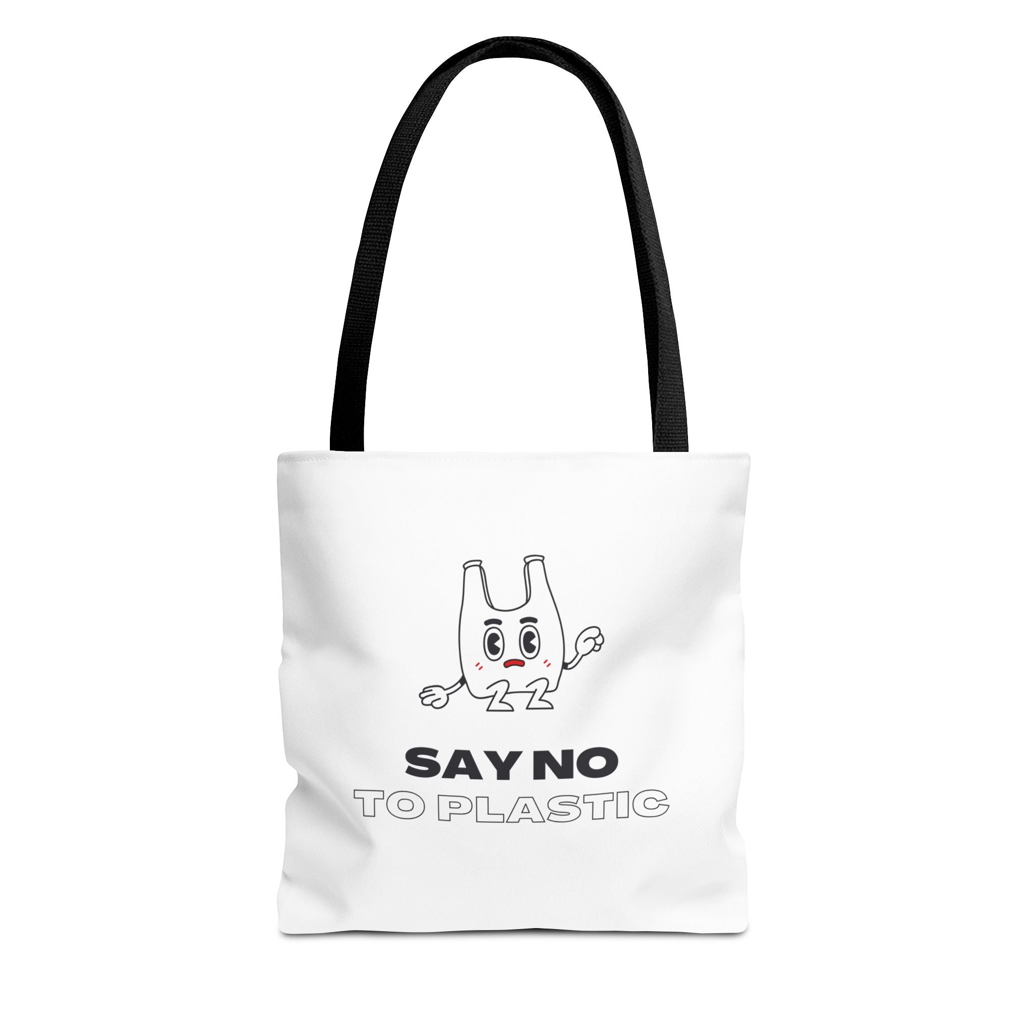 Eco-Friendly Tote Bag - Say No to Plastic, Reusable Shopping Bag, Soft White Bag, Black, White