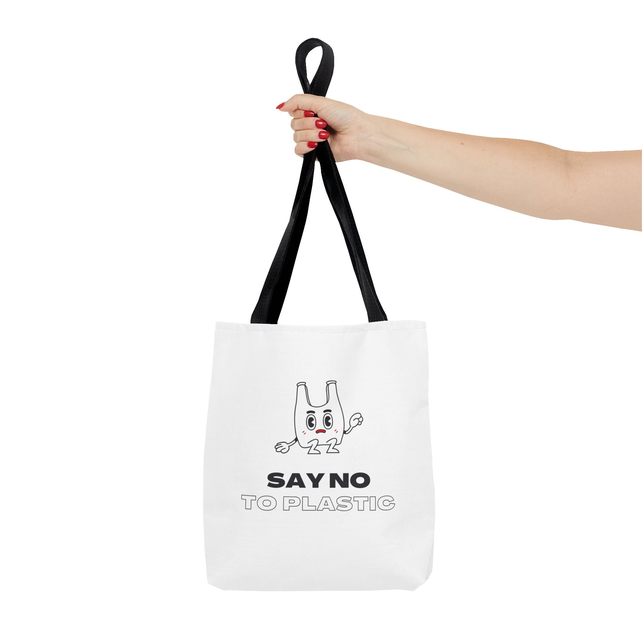Eco-Friendly Tote Bag - Say No to Plastic, Reusable Shopping Bag, Soft White Bag, Black, White